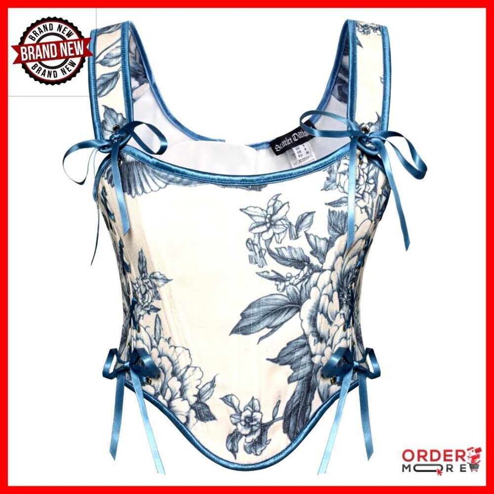 Floral Lace-Up Corset Top Renaissance Bustier Vintage Elegant Chic Women's Size
